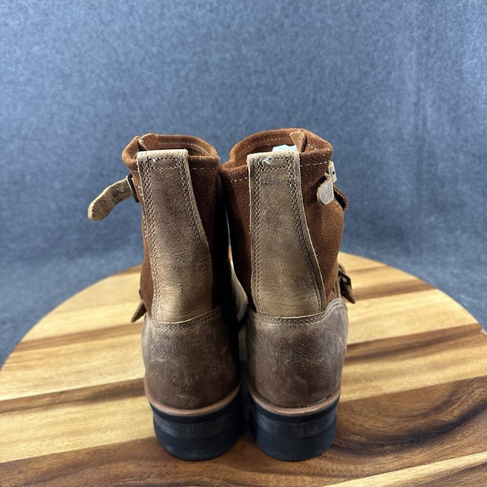 Vintage Distressed Moto Engineer Boots Brown Leather Suede MaxiTred Women's 7M - Picture 8 of 11